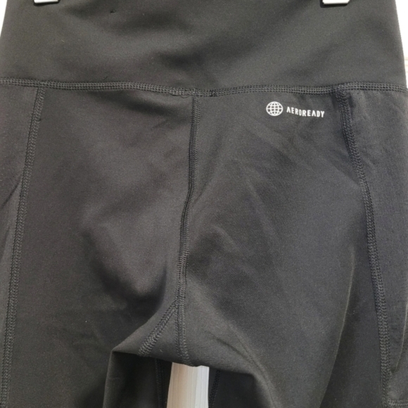 Adidas Aeroready 3 Stripe Classic Black and White Athletic Leggings Small - Picture 7 of 16